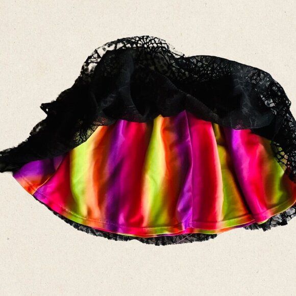π Adorable Girls Halloween Tutu - Black Lace with Bright Colors, Size 3T, Only - Picture 2 of 3